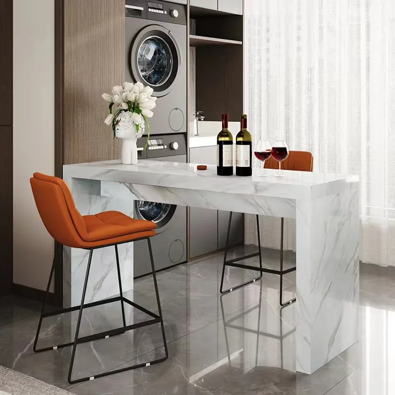 

Островная барная стойка из каменной плиты, встроенный обеденный стол, гостиная, диван, кафе, кухня, перегородка, простая многофункциональная реклама