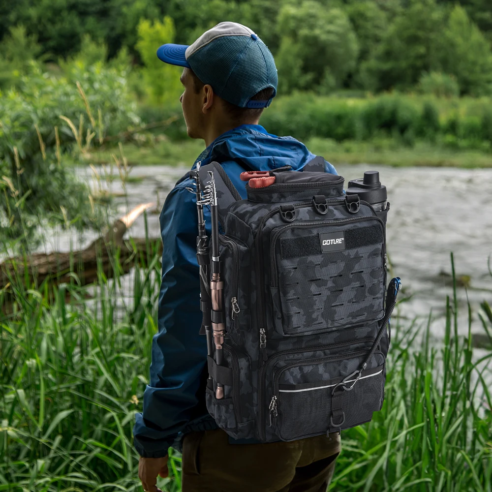 

Goture Large Men's and Women's Tactical Backpacks , Outdoor Activities Travel , School Backpacks with Rod Stand Fishing Bag