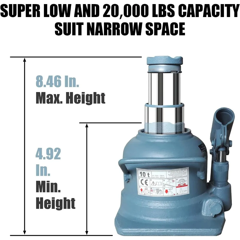 مقبس زجاجة رام مزدوج 4 طن لرفع السيارات والشاحنات، سعة 8000 رطل مع برغي تمديد #6