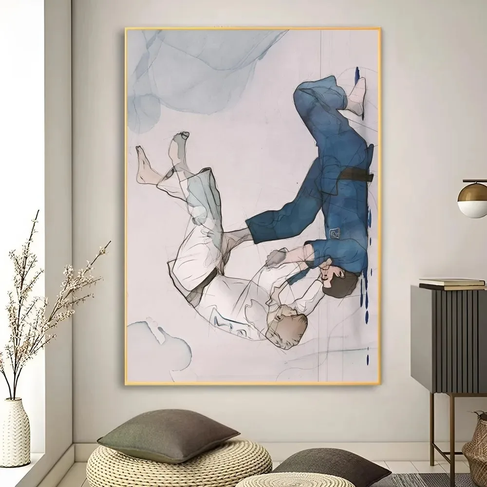 Jiu Jitsu Skeleton Fighter Abstract Poster and Prints Image Wall Art Canvas Painting Wall Pictures for Living Room Decor