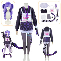 Virtual YouTuber VTuber NIJISANJI Selen Tatsuki Cosplay Costume Woman Obsydia Wig Hoodie Pullover Sportswear Party Suit Uniform