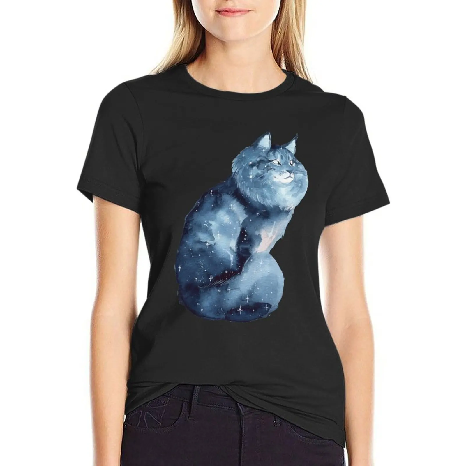 Galaxy Siberian Cat T-Shirt anime clothes aesthetic clothes cute t-shirts for Women