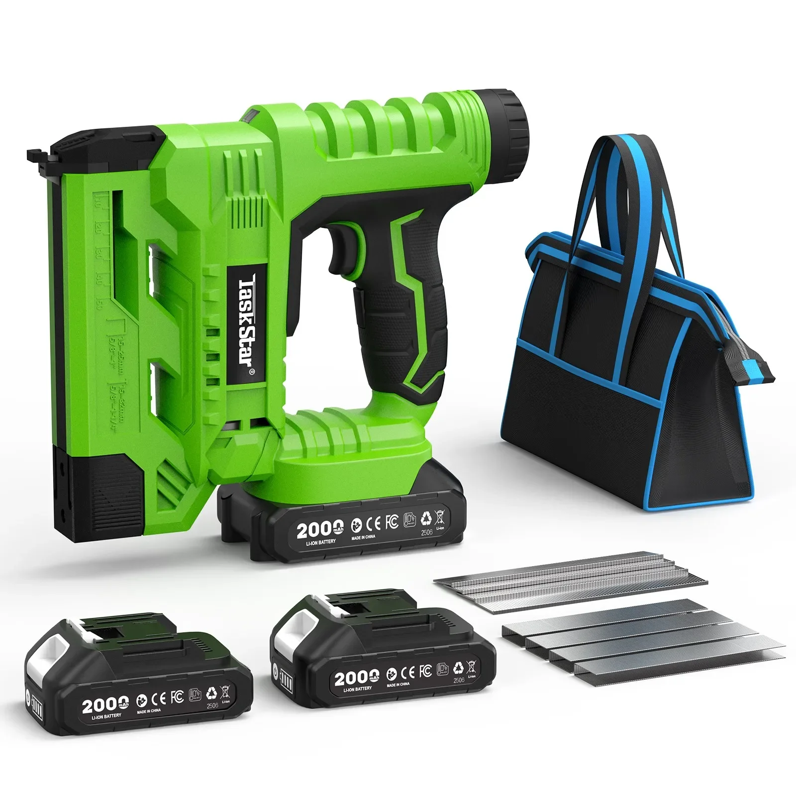 

TaskStar Cordless Nail Gun 2-in-1 with nails & staples,Nailing Machine with 2 x Batteries