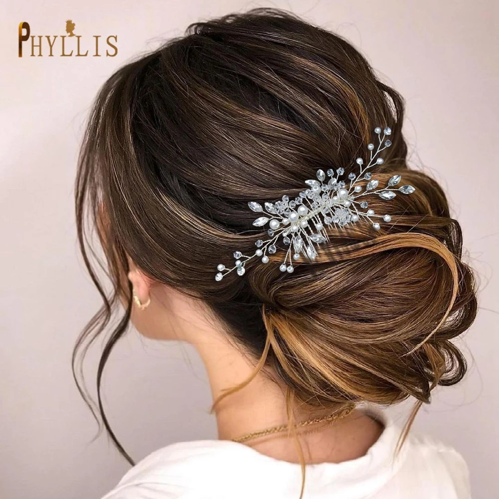 

A486 Wedding Crystal Pearls Hair Combs Handmade Hair Jewelry Bridal Headpiece Girls Headdress Women Hairpins Elegant Women Tiara