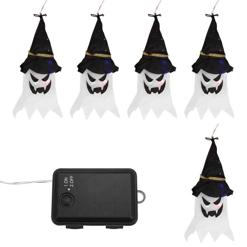 

B62B-Хэллоуин светодиодный мигающий свет висит призрак Хэллоуин вечерние наряды светящаяся шляпа волшебника лампа ужас реквизит домашний бар