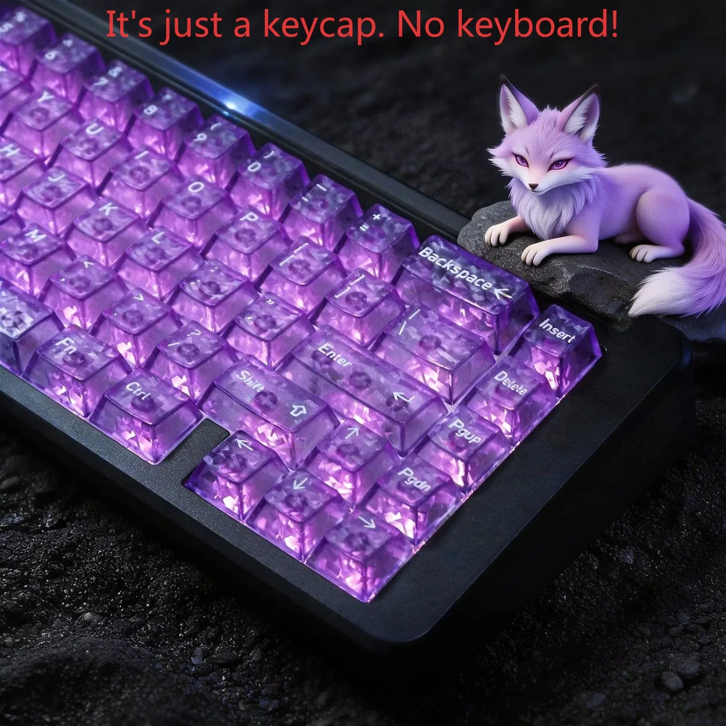 Cherry Profile Carbon Fiber PC Keycaps 136 Keys Purple Ice Backlit Shine Through for Wooting Magnetic Mechanical Keyboard