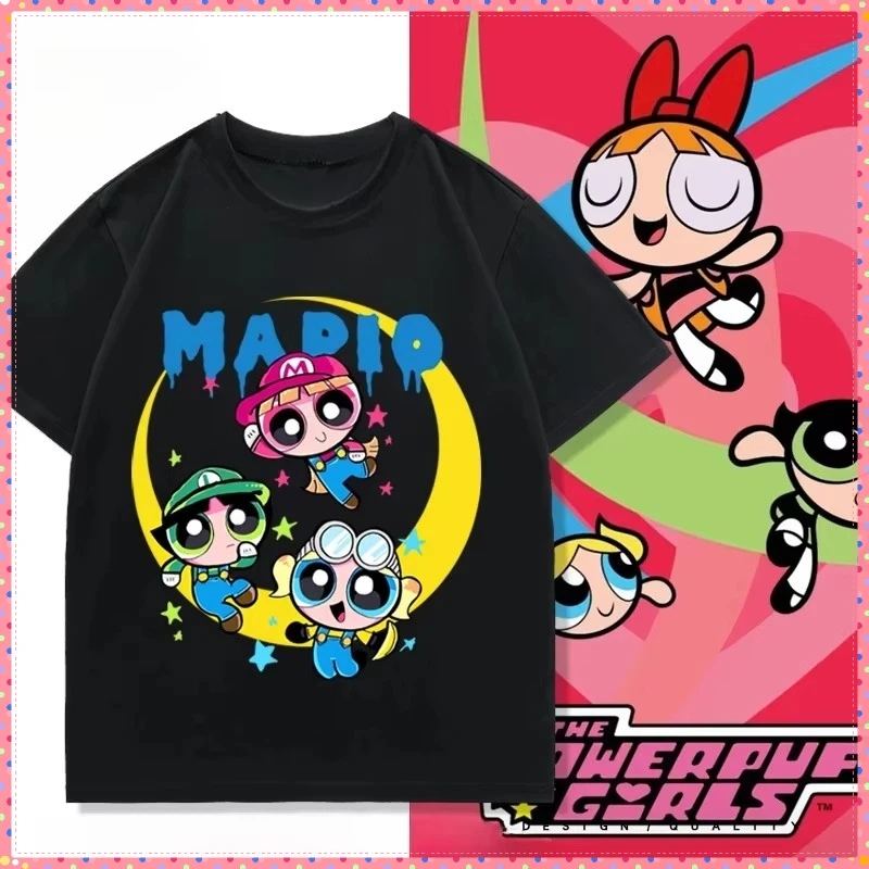 

The Powerpuff Plus Size Girls Cartoon Anime Printing Short Sleeve T-shirt Girls in Summer Clothing Short Sleeve