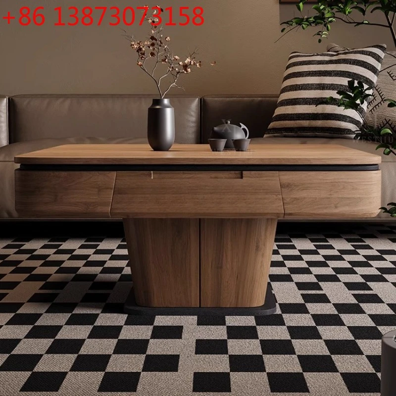 FG solid wood lifting coffee table mahjong table integrated antique walnut home living room