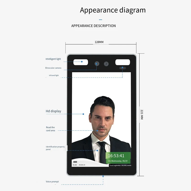Imagem -04 - Dynamic Touch Screen Office Access Control Machine Time Attendant All-in-one Machine Face Identification Standalone