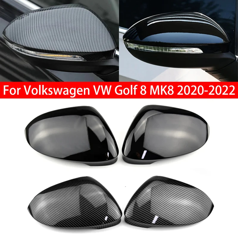 

For Volkswagen VW Golf 8 MK8 2020-2022 Car Replacement Rearview Side Mirror Cover Wing Cap Exterior Door Case Trim Carbon Style