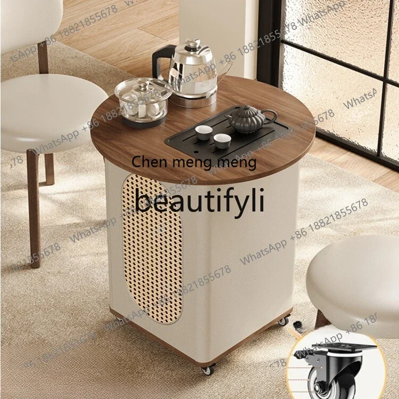 

zqxСдвижной журнальный столик для гостиной и дома с колесиками, чайный столик, диван, несколько маленьких балконов, кремовый ветер