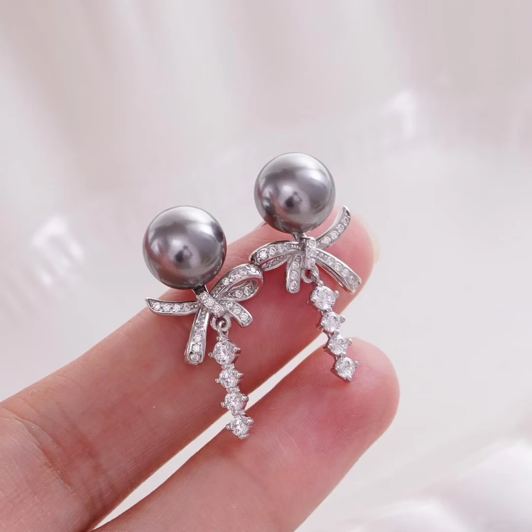 

S925 Sterling Silver Earrings Base Findings Mountings Jewelry Mounts Fittings Accessories for 10-11mm Pearls 3 pairs/lot