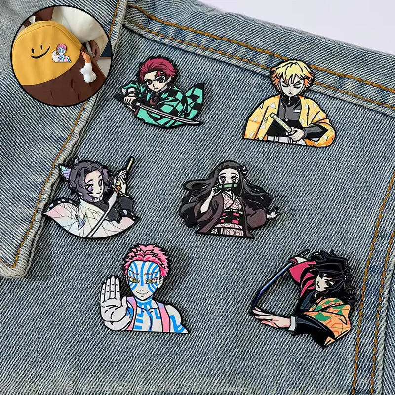 

НОВИНКА 2026: Набор из 6 эмалевых значков с мультяшными аниме-персонажами, забавные металлические броши для воротника, милые украшения, подарок для друга