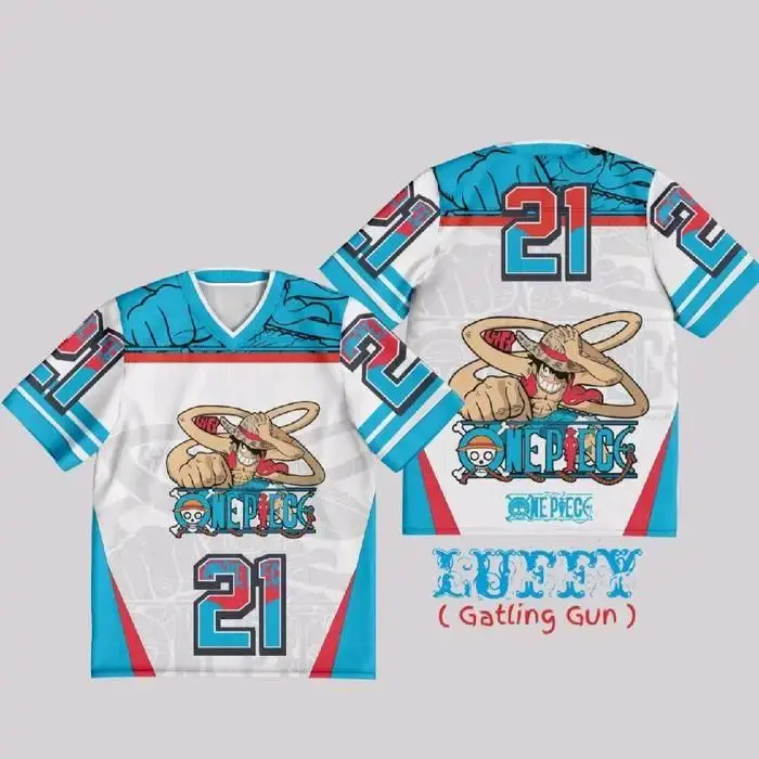 Summer 2026 Luffy "Gatling Gun" Themed American Sports Jersey 3D Print Breathable Quick-drying T-shirt Male/female Top