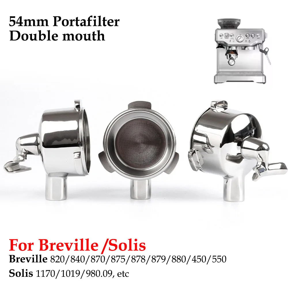 

54 мм, 3 ушка, двухнасадный фильтр, головка портафильтра для Breville 820/840/870/875/878/879/880/450/550, фильтр для эспрессо-машины