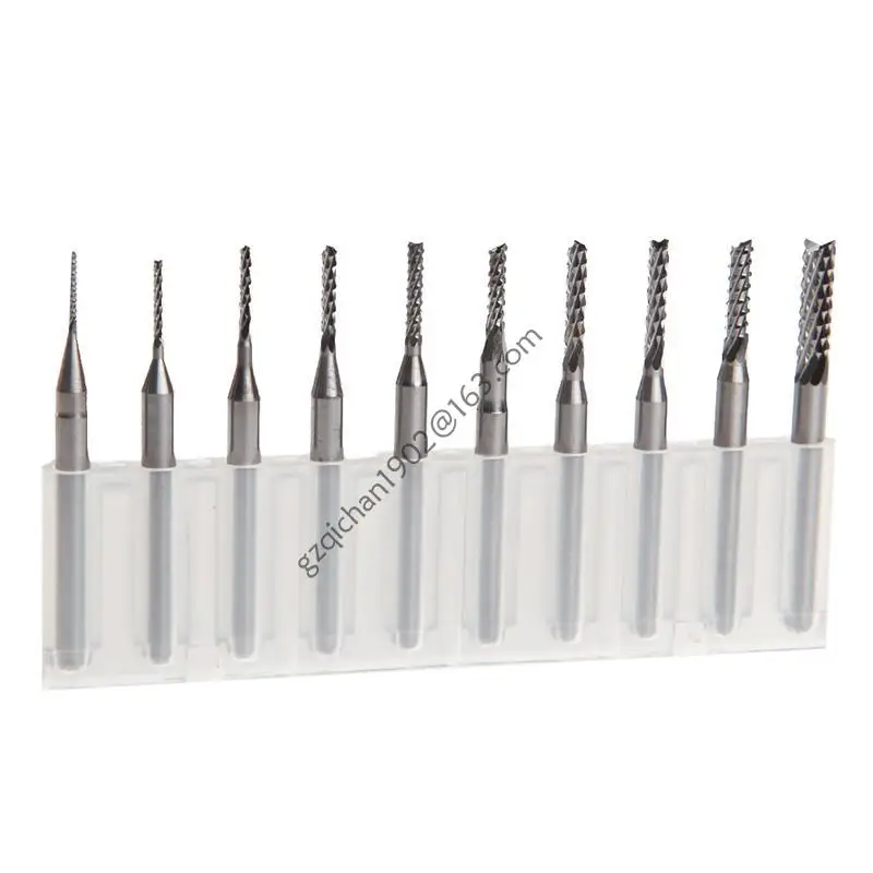 

X7AB 10Pcs 1/8'' 0.8-3.175mm Drill Bits Engraving Cutter Rotary PCB End Mill Set