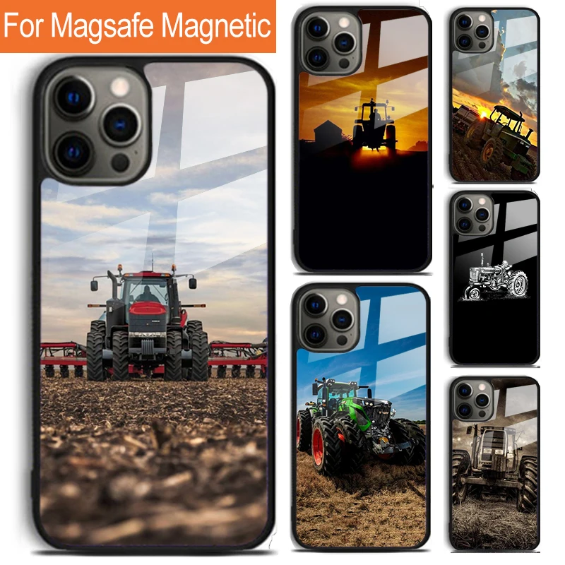 Tractor Agriculture Farm Fields Phone Case For iPhone 16 15 14 13 12 11 Pro Max Plus Magsafe Magnetic Wireless Charging Cover