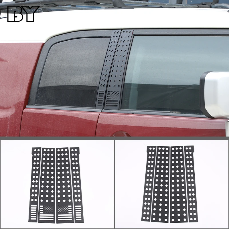 Aluminum Alloy Car B-Pillar Trim Cover Flag Style Honeycomb Panel For Toyota FJ Cruiser 2007-2021 Car Accessories