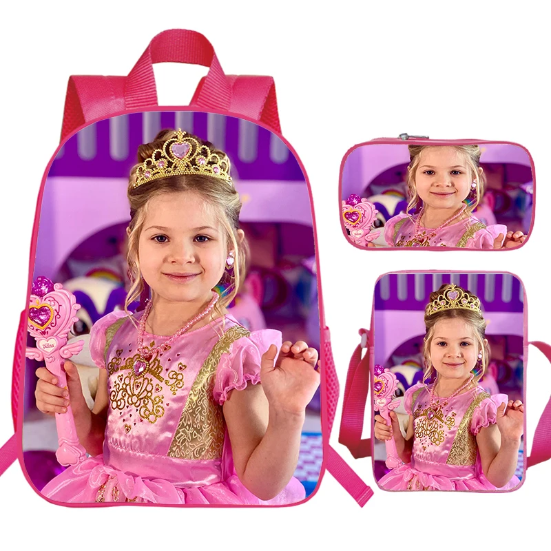 3pcs Set Kids Diana Show Print Backpack for Primary School Boys Girls Pink Bag Pack Cute Diana Bookbag Softback Kids School Bags