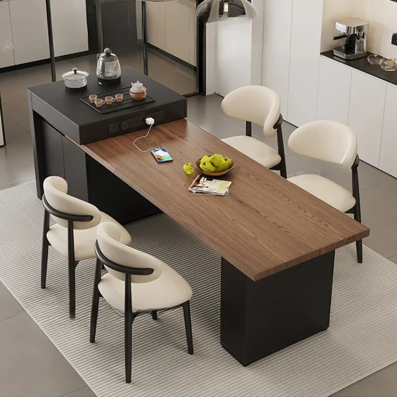 Stove Luxury Dining Tables Wooden Black Socket Modern Island Kitchen Tables Chairs Center Expandable Mesas De Comedor Furniture