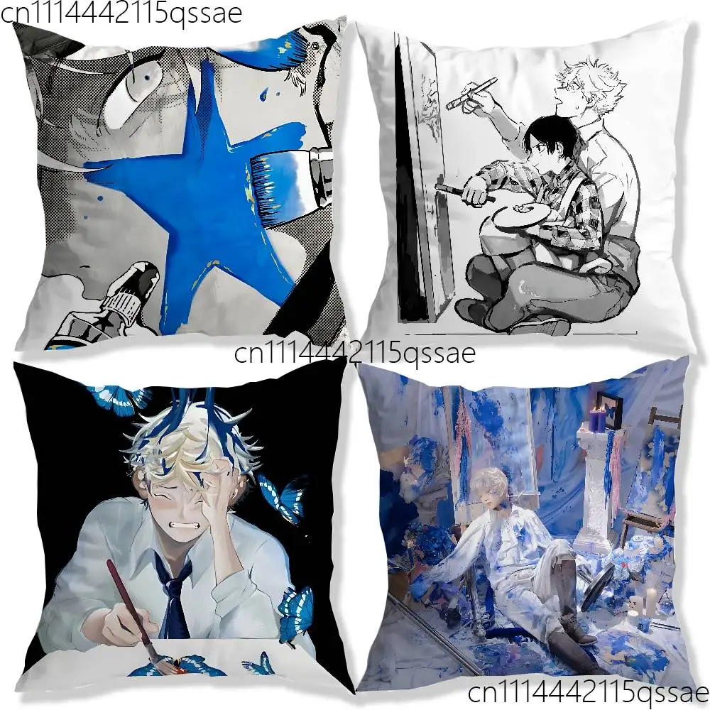 B-Blue P-Period Single Throw Pillow Case Cover Sofa Cushion Home Room Decor