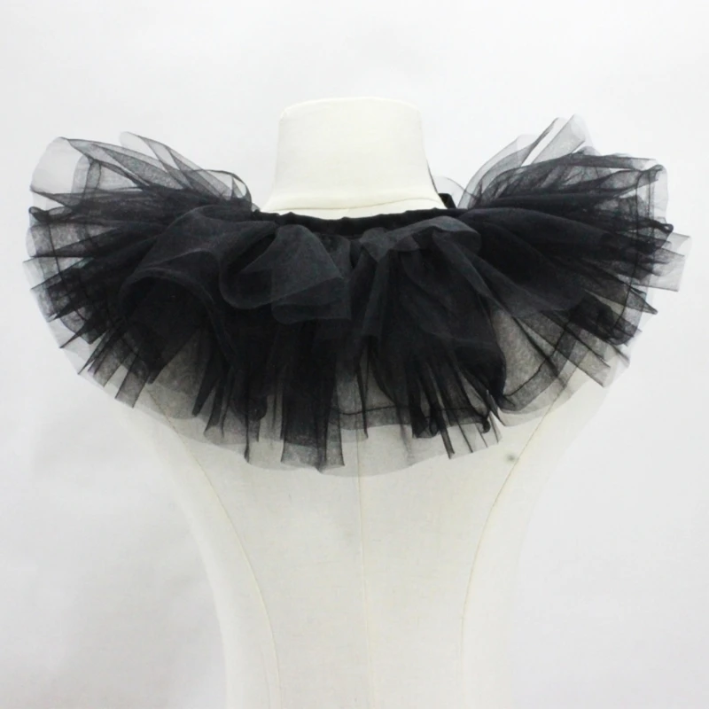 Victorian Ruffled Mesh Fake Collar Shawl Tulle Clown Cosplay Neck Ruff Choker Drop shipping