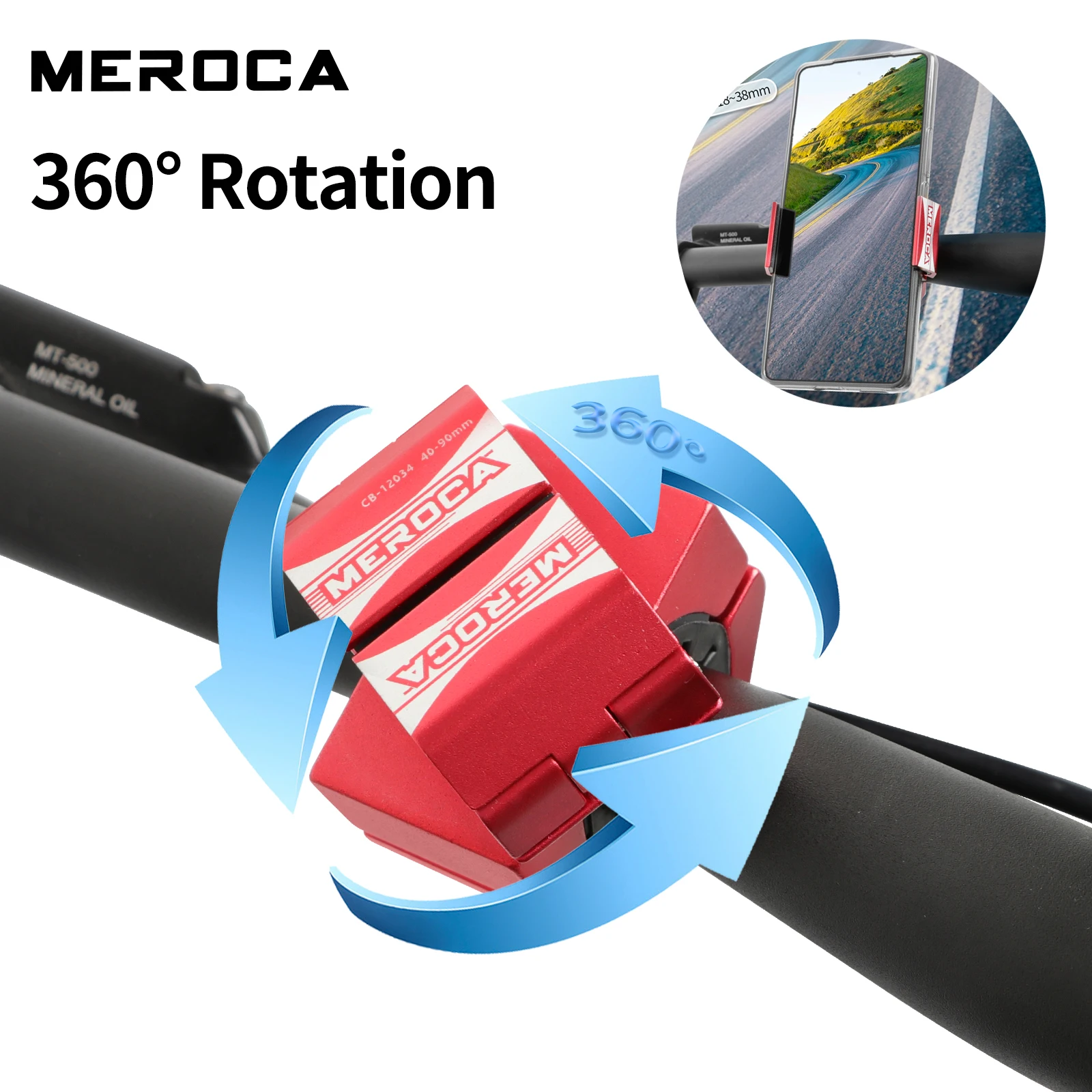 

Вращающийся держатель для телефона для велосипеда MEROCA 360 °, скрытый Ультра-яркий алюминиевый велосипедный аксессуар
