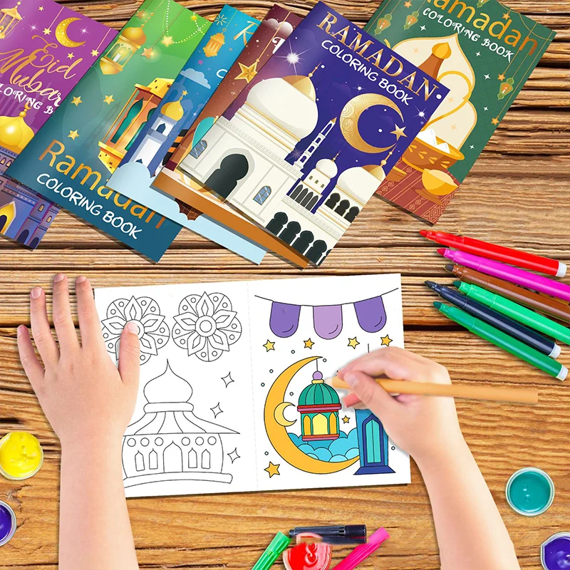 2025 Muhammad Ramadan Doodle Sketchbook Eid Gift for Kids Doodle Book Celebrating Ramadan Mubarak