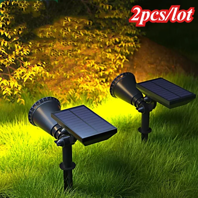 

2pcs 18LED Solar Spot Lights IP65 Waterproof Outdoor RGB Solar Landscape Lights Brightness Adjustable for Garden Yard Palm Trees