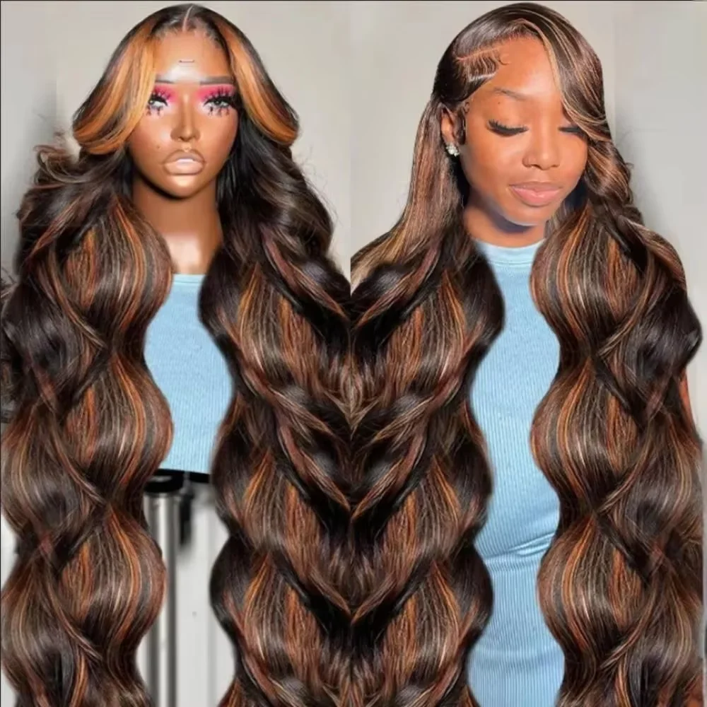 

Парик из натуральных волос Remy FB 30 Highlight 13x4 13x6 HD Transparent Body Wave Full Frontal Lace, длинный, 40-46 дюймов