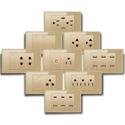 Us Standard Gold Switch USB Wall Charging Socket, Mobile Phone Wall Charging Socket, Socket with USB 2.1A Thailand Socket