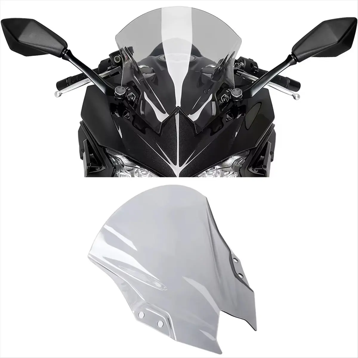 Super Sale Motorcycle Windscreen Windshield Wind Shield Protector for Kawasaki Ninja 500 NINJA 500 SE 2024 2025 Black