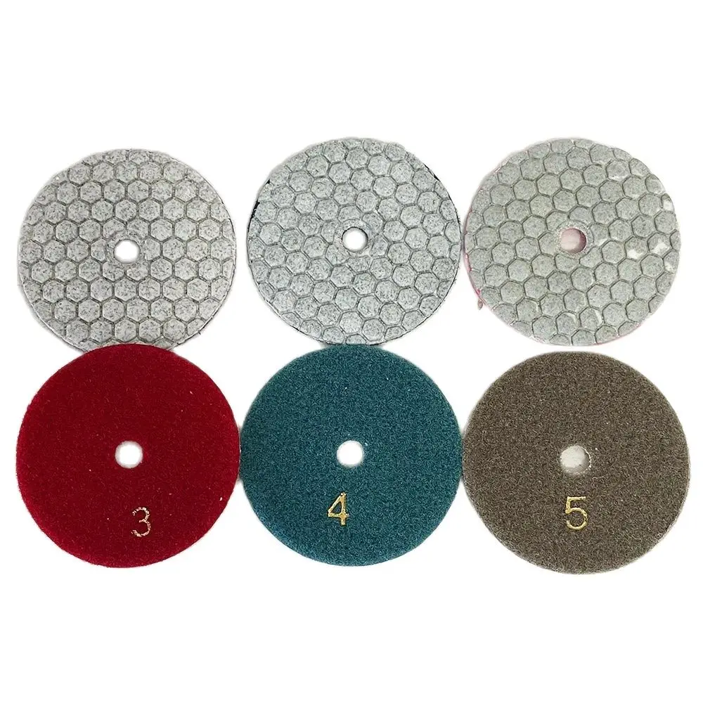 

6Pcs 3 inch 80mm Sharp Wear Resistant Flexible Diamond Polishing Dry Pad For Granite Marble Stone Sanding Disc Grinding Pad