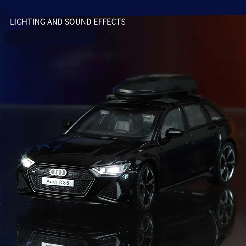 1/32 Audi RS6 Avant Alloy Station Wagon Car Model Diecast Metal Toy Vehicles Car Model Simulation Sound and Light Childrens Gift