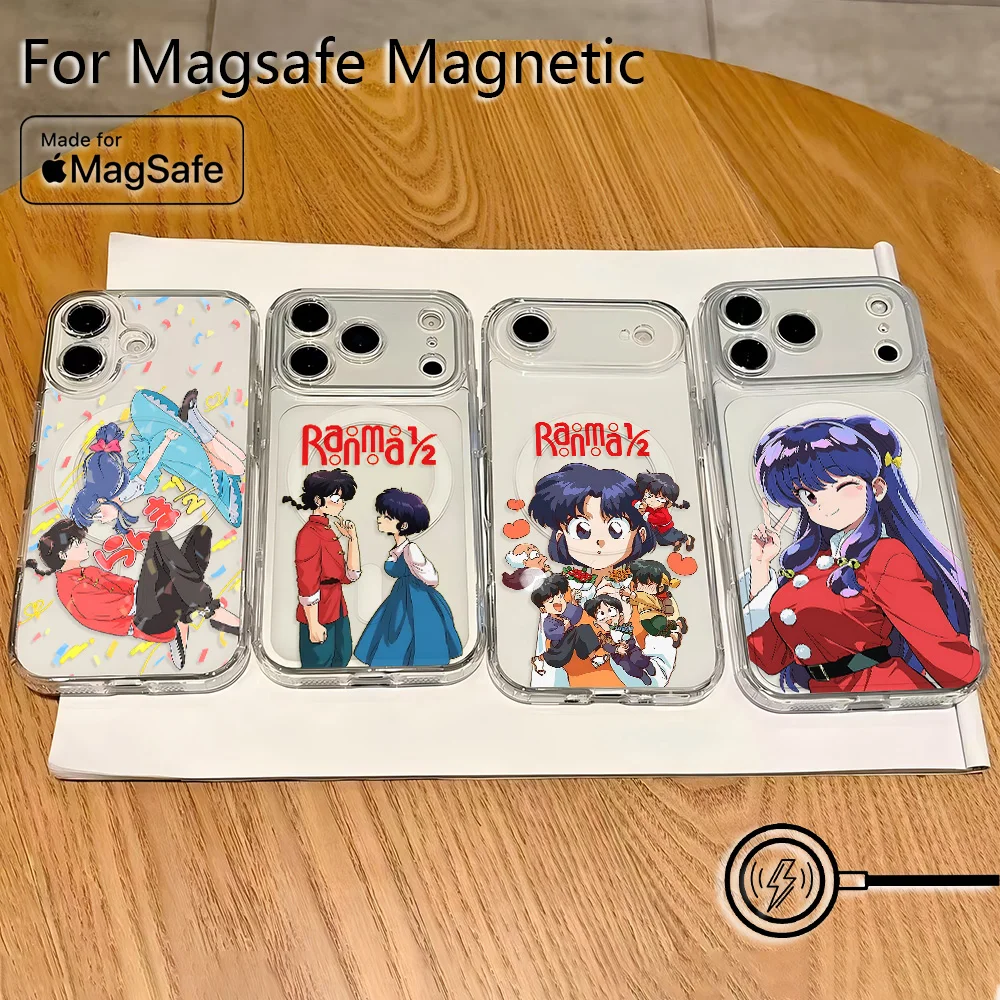 New Cute R-Ranmas Hot Magnetic Phone Case For Samsung Galaxy S25 S24 S23 S22 S21 S20 FE Edge Plus Ultra 5G Soft Clear TPU Cover