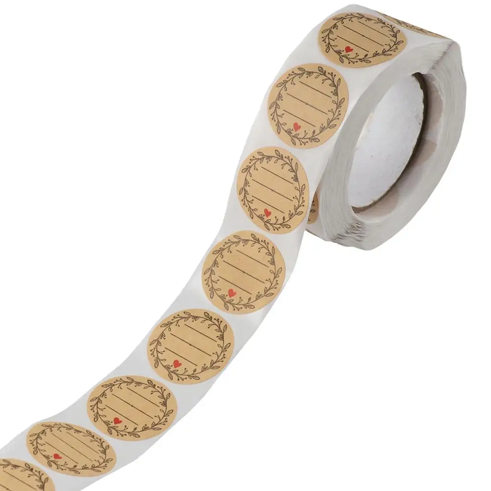 Stickers Roll 500 Pcs Jar Label Stickers Round Mason Jars Bottle Labels Removable Self-Adhesive Handmade