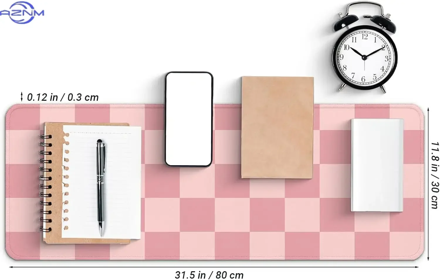 Dusty Pink Checker Gaming Mouse Pad, Two Tone Square Grid Print Smooth Edge Non Slip Mat Gamers Office Home Wireless Mouse Use