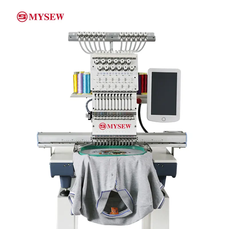 MHS1201S 15  s Single Head Computerized Commercial Industrial   Automatic Shoes Bags T-shirts Embroidery Machine