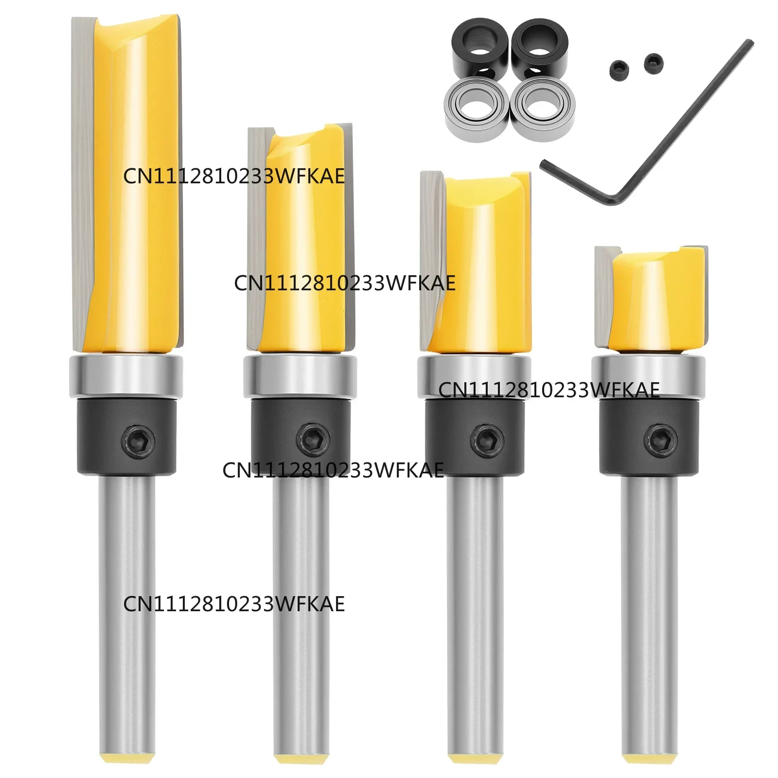 4Pcs Top Bearing Flush Trim Router Bit Set Carbide Flush Cut Router Bit 1/4 Inch Shank Wood Trimming Cutter for Woodworking