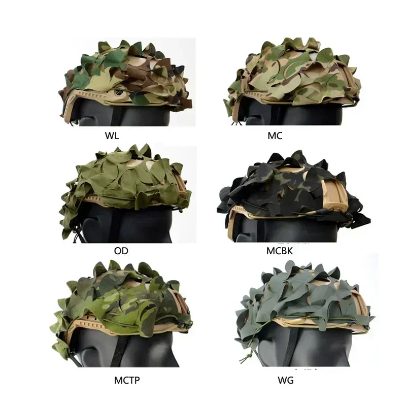 3D Camo FAST Helmet Cover Protector Laser Cut Leaf Shape Helmet Cloth Hunting Helmets Accessories