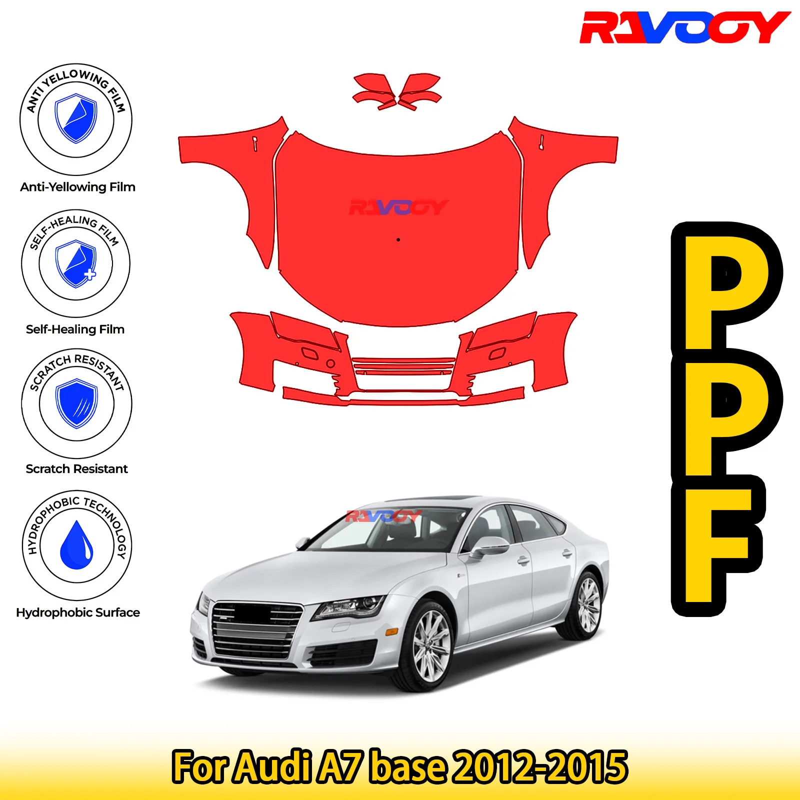 

For Audi A7 base 2012-2015 Glossy Matte Black Precut front PPF Kit Paint Protection Film