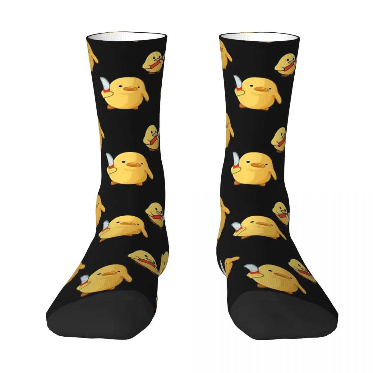 Duck With Knife , Cute Yellow duck Unisex Spring Summer Autumn Winter Socks Cycling Happy Socks street style Crazy Sock