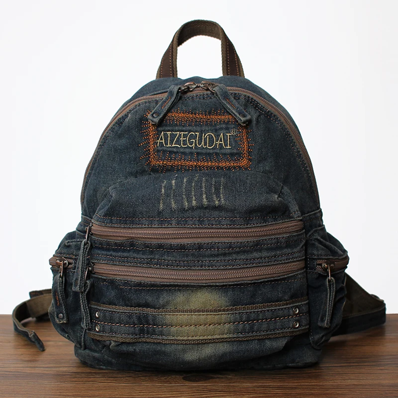 

Retro Style Denim Backpack Women's Casual Travel Bag Fashionable Girl's Book Bag Korean Trend Canvas Shoulder Bag for Youth