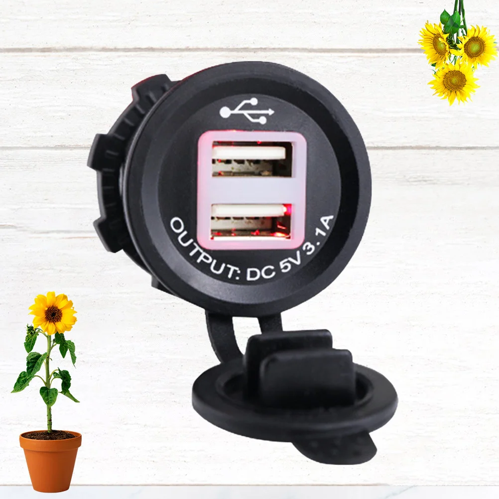 

Dual USB Car Socket Waterproof 5V 3.1a Motorcycle Car Boat Power Socket Red Light Mobile Phone GPS