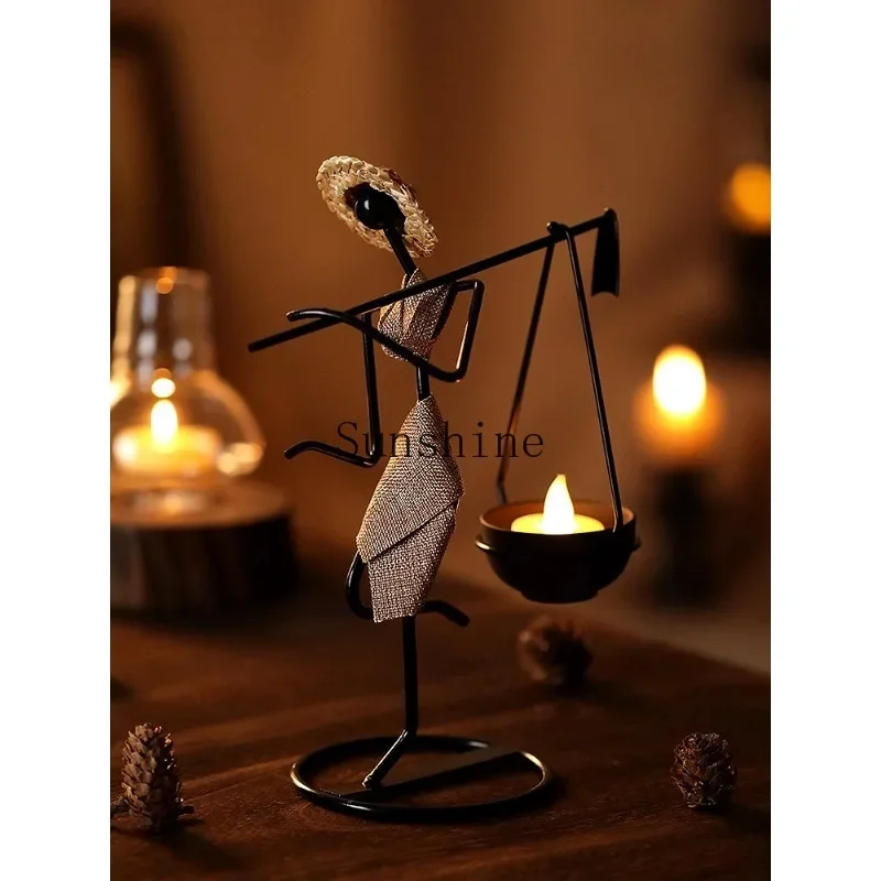 Creative small metal candle decoration table romantic dinner arrangement props