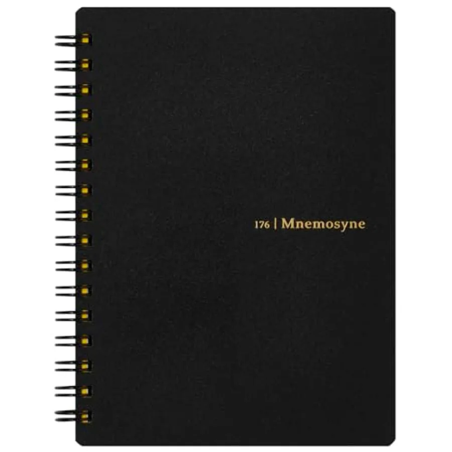 

Mnemosyne Memo Pad- A6, 4.49", 80 Sheets/ 160 Pages, 7mm Narrow Notebook, Perforated Pages and Wire-Bound to Lay Flat, Black, M