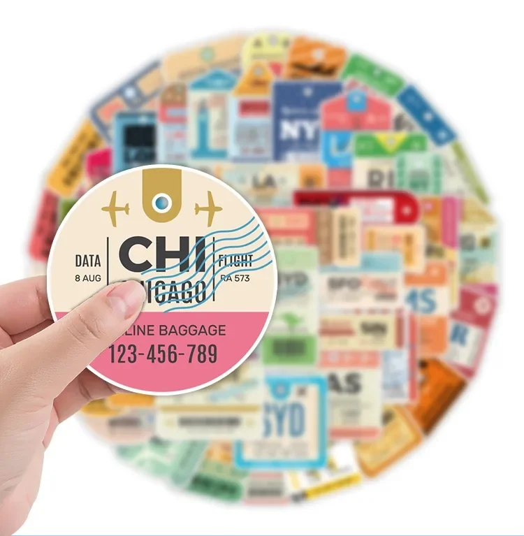 50PCS Vintage Boarding Pass Air Tickets Graffiti Stickers World Travel Decals Luggage Phone Guitar Laptop Waterproof Sticker