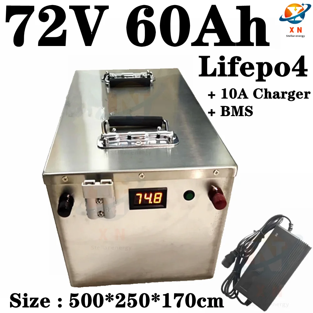 

Lifepo4 72V 60Ah Not 80Ah 100Ah Lithium Battery With Bms 24S For 3000W 4000W Motor Motorcycle Ebike Gem Car+10A Charger