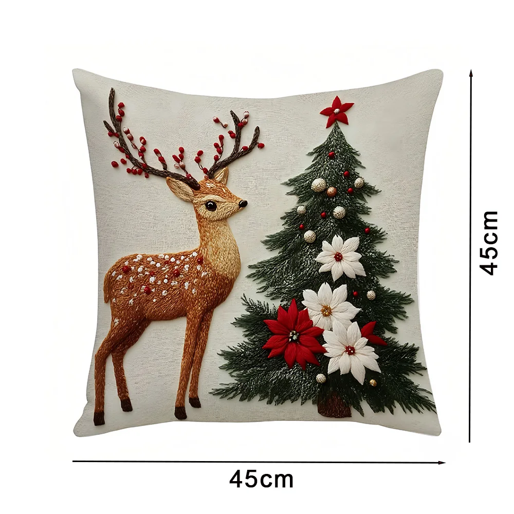 45x45 سنتيمتر عيد الميلاد وسادة تغطي أريكة وسادة الحالات سانتا كلوز ثلج الأيائل عطلة ديكور المنزل هدية
