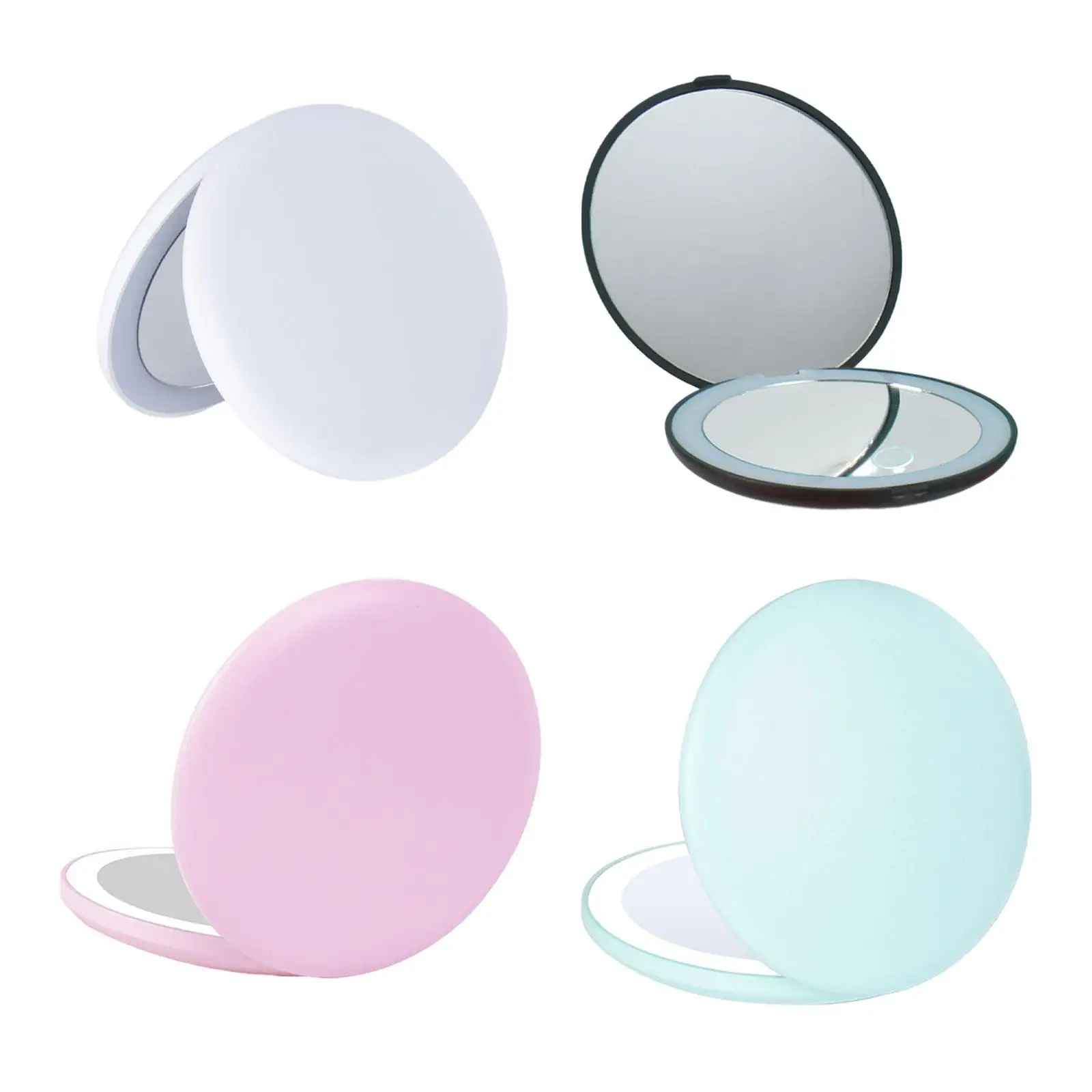 Lighted Travel Makeup Mirror Rechargeable 2x Magnifying Portable LED Compact Mirror for Handbag Purse Pocket Travel Women Girls